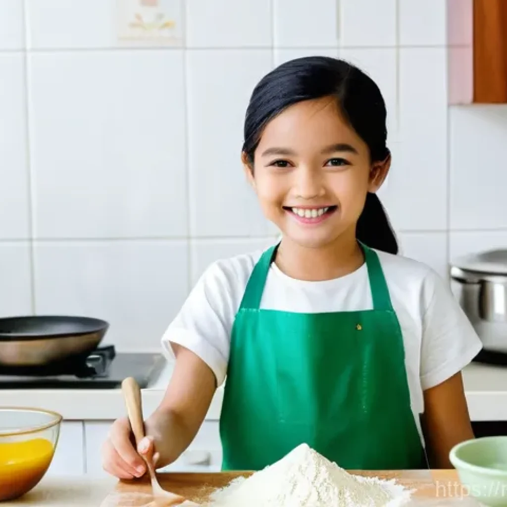 영유아 수학 교육 - **A Malaysian Kitchen Math Adventure:** A bright, inviting scene in a clean and well-organized Malay...