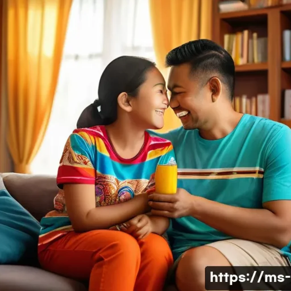 아동 권리와 보호 - A warm and nurturing scene showing a Malaysian family in a cozy living room, with a mother gently hu...